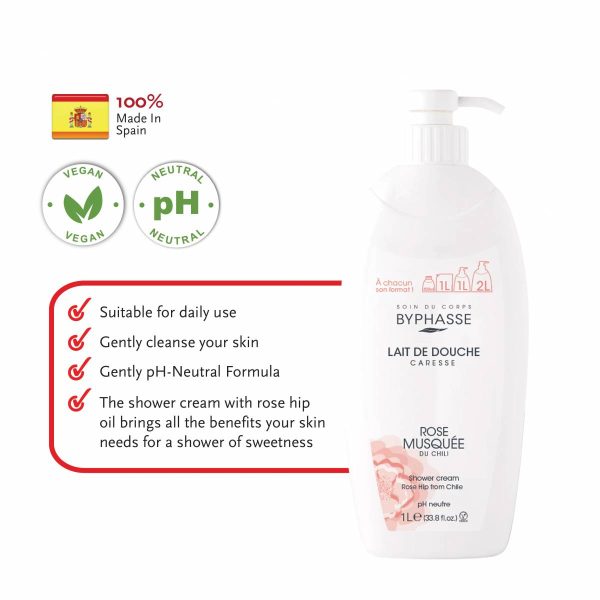 BYPHASSE Caresse Shower Cream Rosehip - Vegan