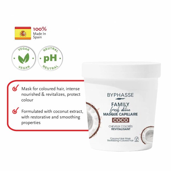 BYPHASSE Family Delice Coconut Hair Mask - Revitalizing -Color Hair - Vegan