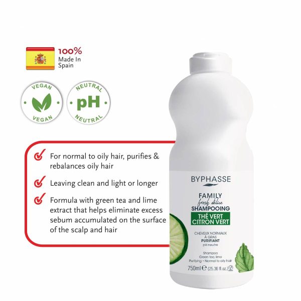 BYPHASSE Family Delice Shampoo - Green Tea & Lime - Purifying - Vegan