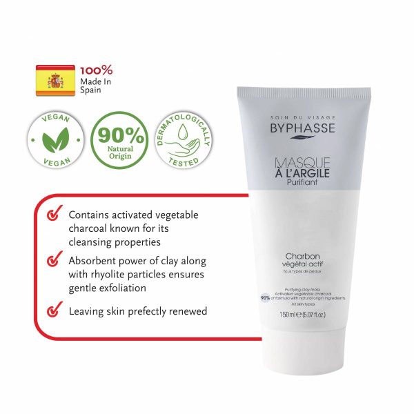 BYPHASSE Purifying Clay Mask - Activated Vegetable Charcoal