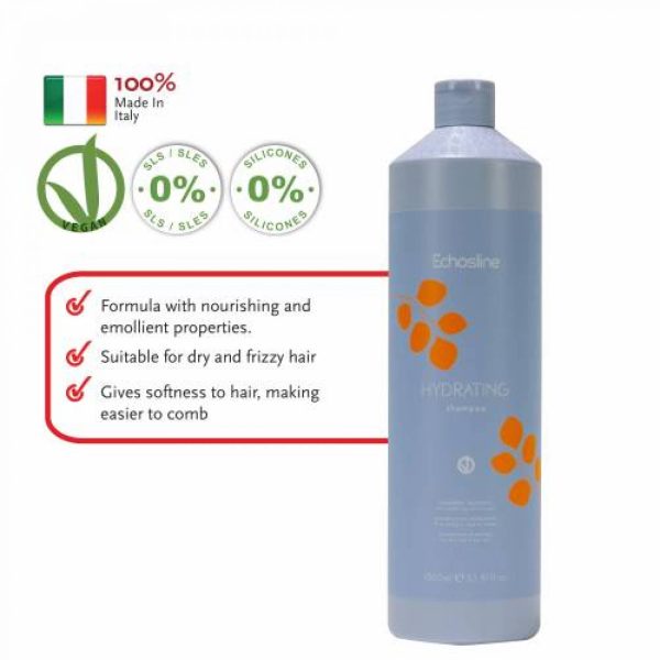 ECHOSLINE Veganok Hydrating Shampoo SLS/SLES Free, Silicones Free