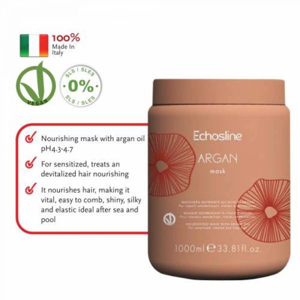ECHOSLINE Veganok Nourishing Hair Mask With Argan Oil SLS/SLES Free