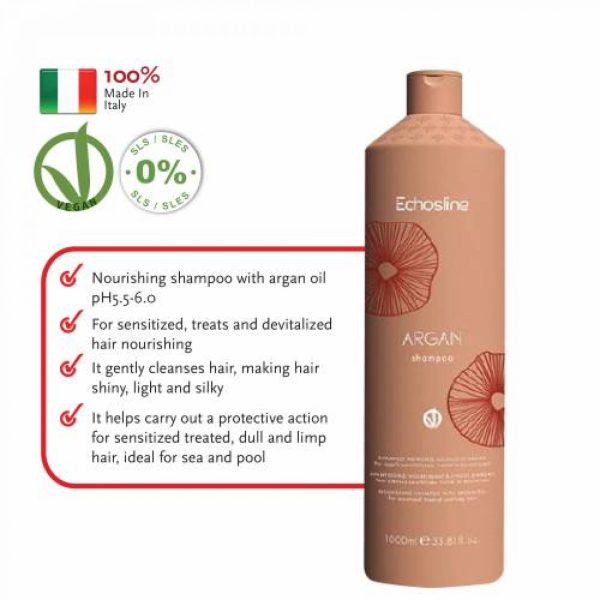 ECHOSLINE Veganok Nourishing Shampoo With Argan Oil SLS/SLES Free